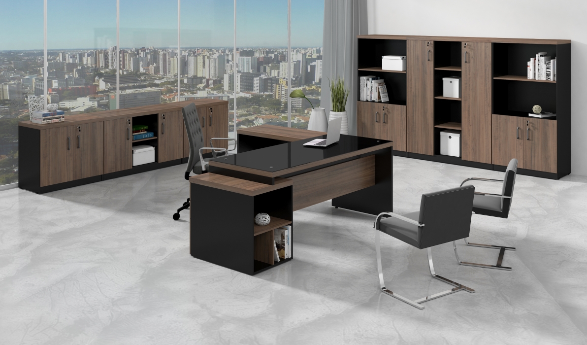 Mesa Diretor Dinâmica Start Gebb 4 Gavetas com Extensão Tampo 40mm 